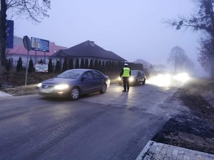 policjanci zatrzymują samochód