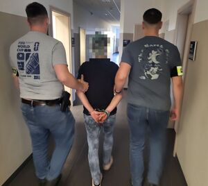policjanci prowadzą zatrzymaną